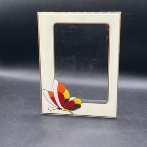 Cream Acrylic Butterfly Pattern 6.25X8.25 Picture Frame, Display Photos 4X6.25